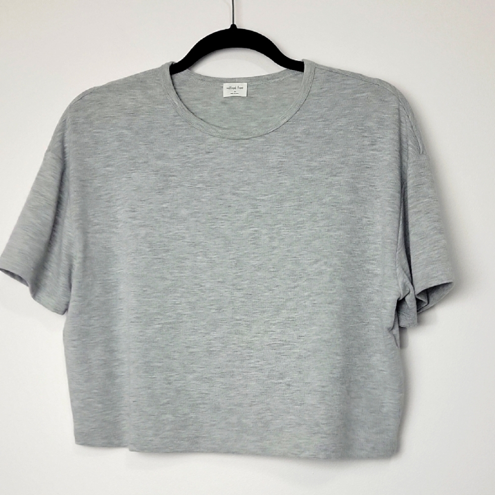 ARITZIA WILFRED FREE CROPPED BOXY GRAY SHORT SLEEVE TEE SIZE X SMALL